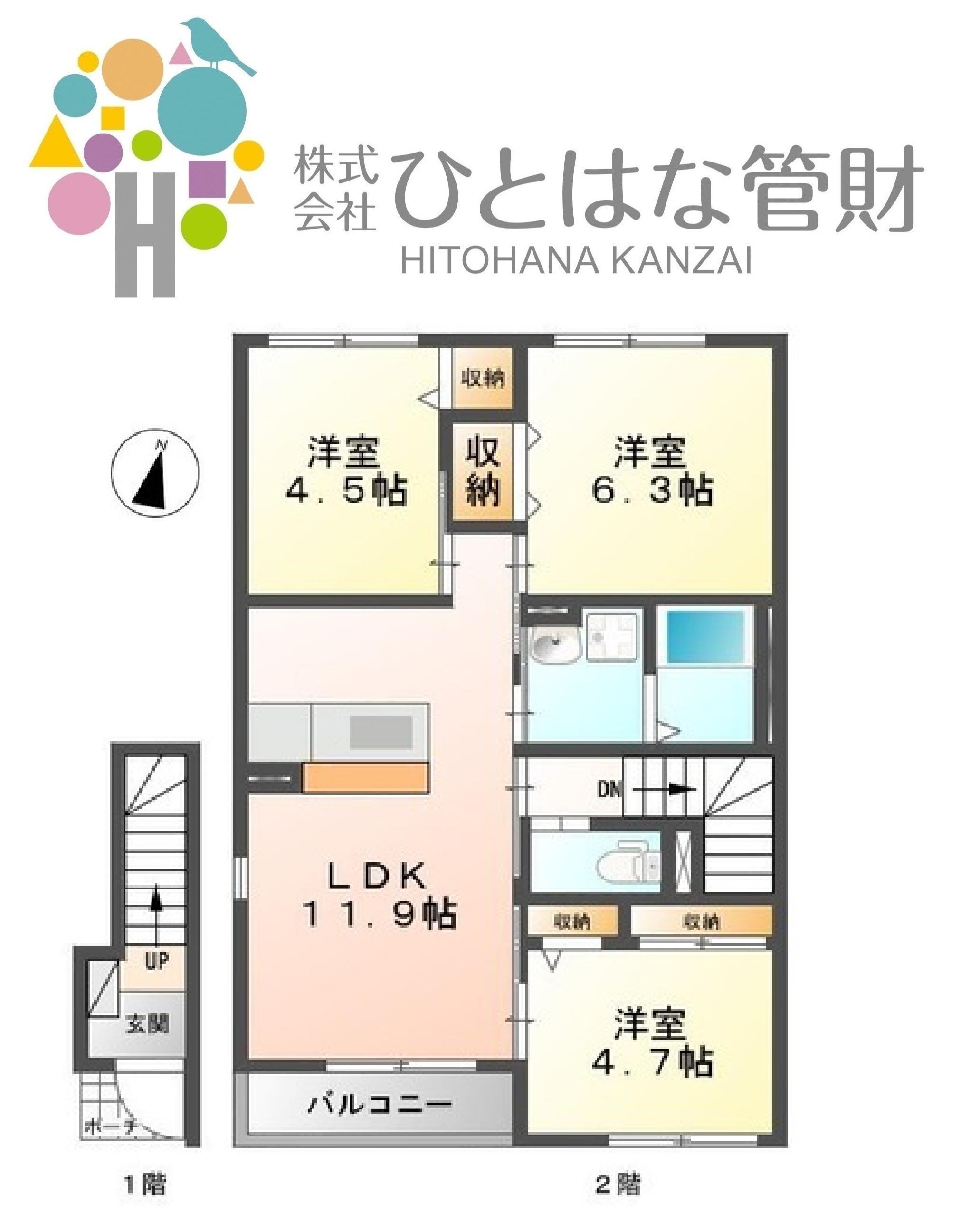 ＪＲ大船渡線 気仙沼駅 徒歩23分 2階建 築11年(3LDK/2階)の間取り写真