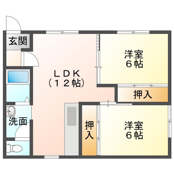 ハイツ丹羽(2LDK/2階)の間取り写真
