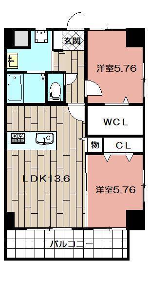 THE SQUARE・CENTRAL RESIDENCE(2LDK/4階)の間取り写真
