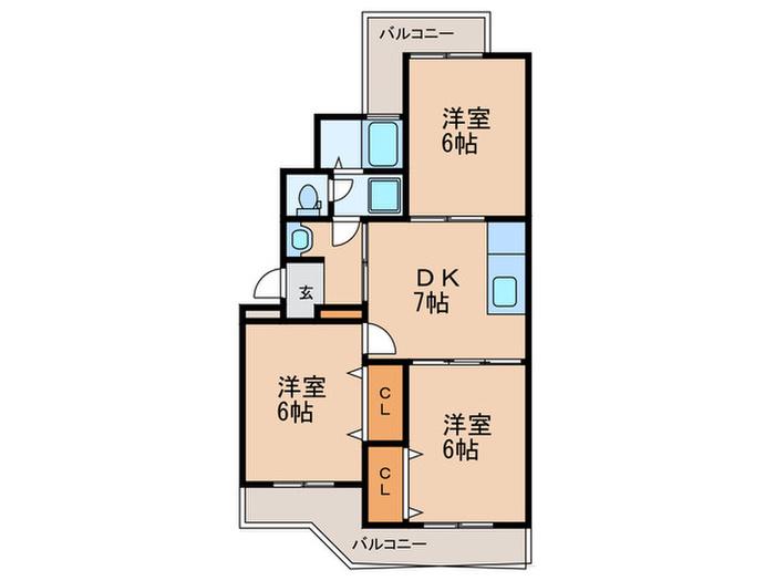 シエラ光ヶ丘A棟(3DK/2階)の間取り写真