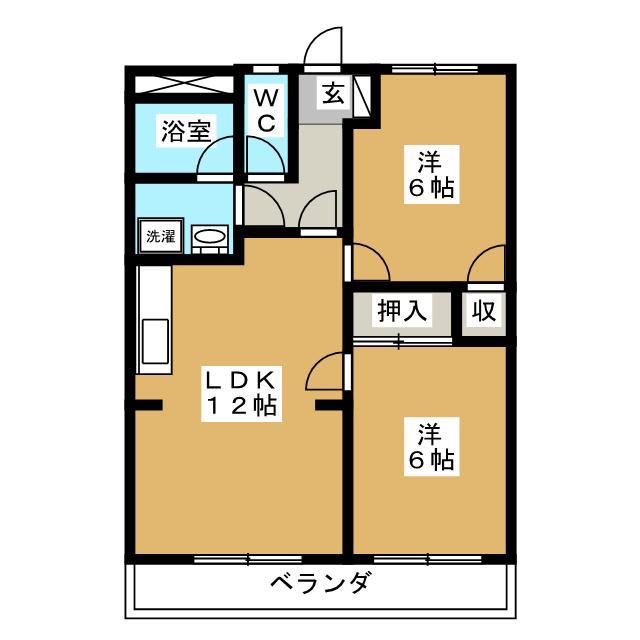 ロイヤルハイツ廣瀬159(2LDK/3階)の間取り写真