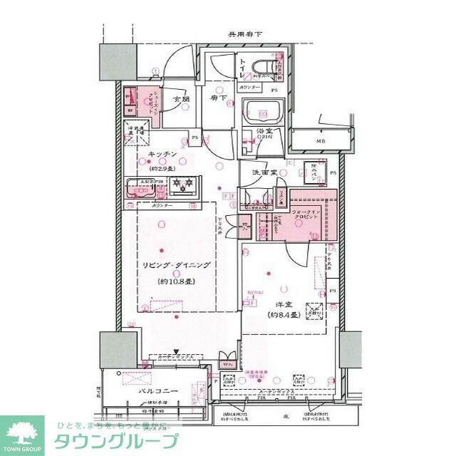 大宮スカイ&スクエア ザ・タワー(1LDK/8階)の間取り写真