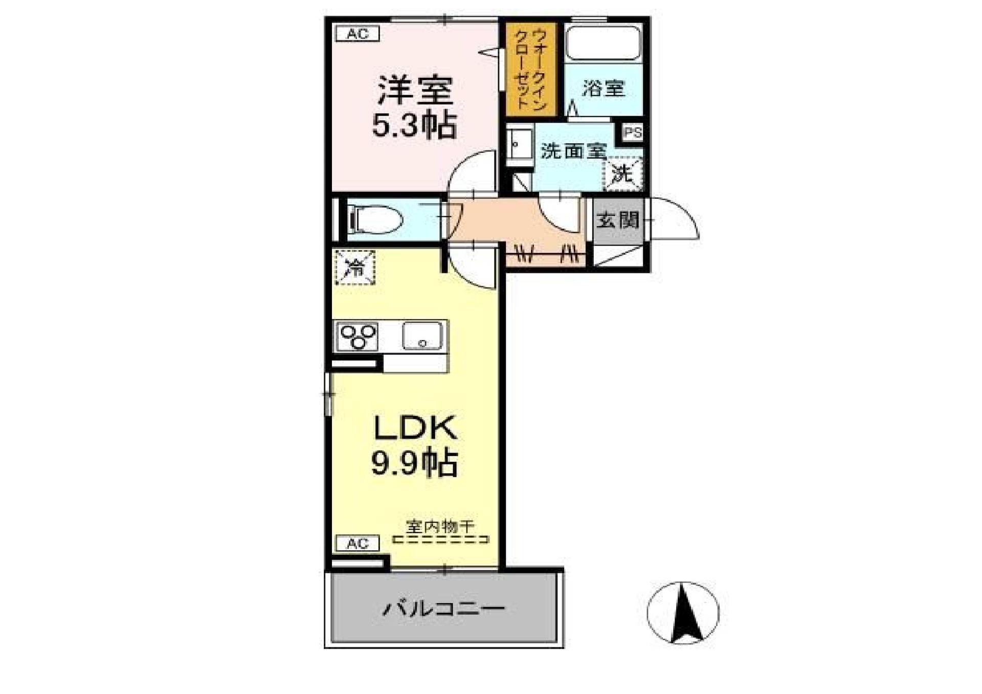セレスティア桜木(1LDK/3階)の間取り写真