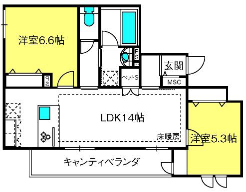 ANNEX R(2LDK/3階)の間取り写真