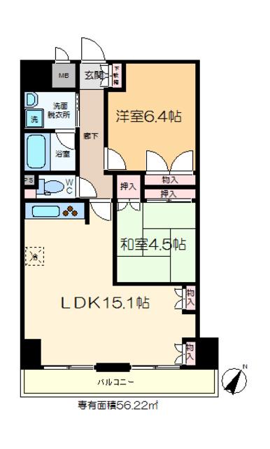 エスペランス・YAMADA(2LDK/3階)の間取り写真