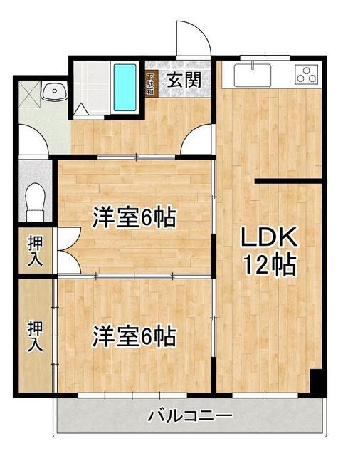 ブリランテ下妻(2LDK/2階)の間取り写真