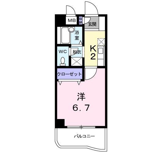 カサーレ三ヶ森(1K/5階)の間取り写真