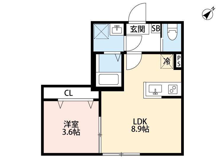 CONTEL 湊町(1LDK/1階)の間取り写真