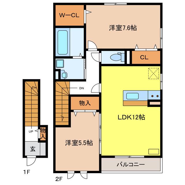 ラ メゾン デスポワ(2LDK/2階)の間取り写真