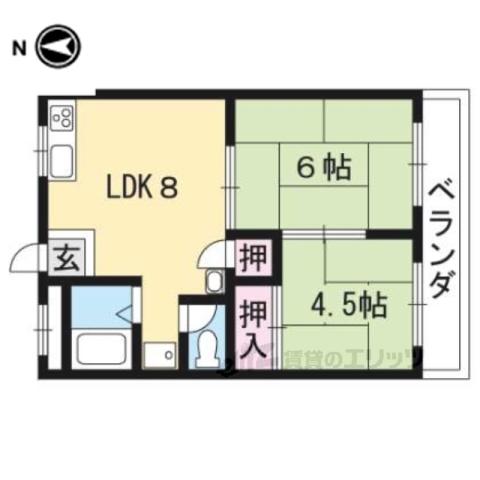 サンシャインコーポ新宮(2LDK/2階)の間取り写真