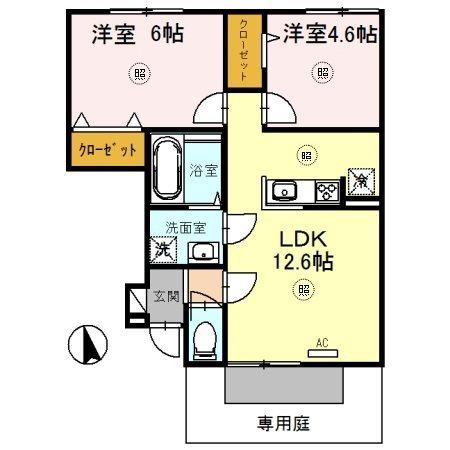 石がけ6番館(2LDK/1階)の間取り写真