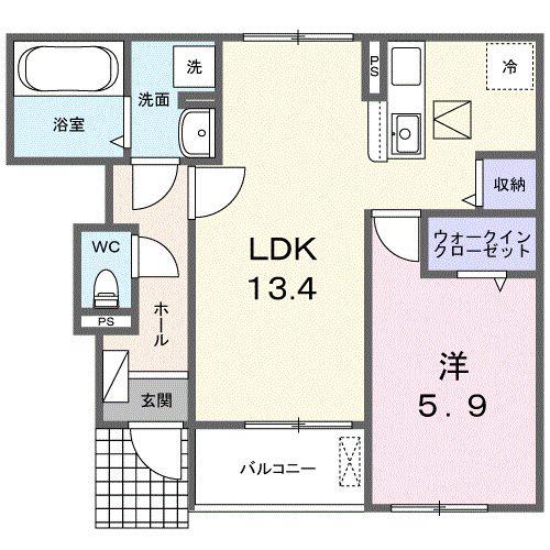 プロムナード大神II(1LDK/1階)の間取り写真