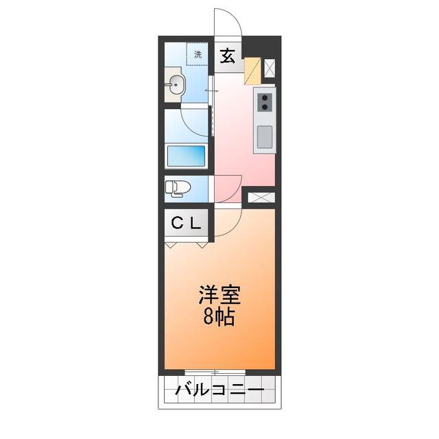 アーバングランデ南県(1K/3階)の間取り写真