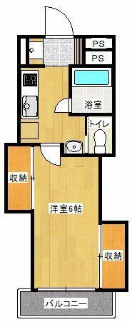トレス若葉A(1K/2階)の間取り写真