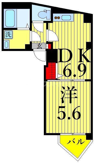 オプンティア大師前(1DK/1階)の間取り写真