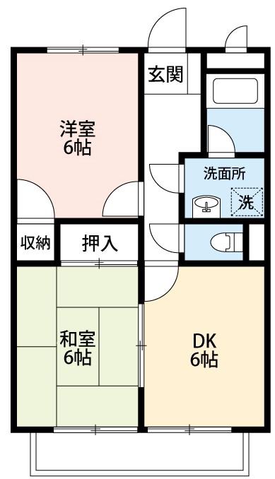 SURPLUS TWO ICHIKAWAB(2DK/1階)の間取り写真