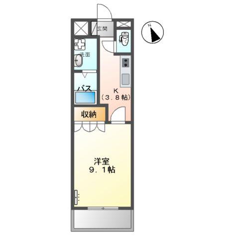 敬愛ハイツB(1K/2階)の間取り写真