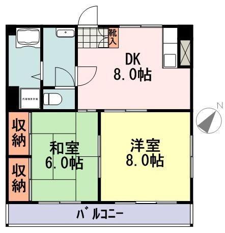 第2角柳マンション(2DK/2階)の間取り写真