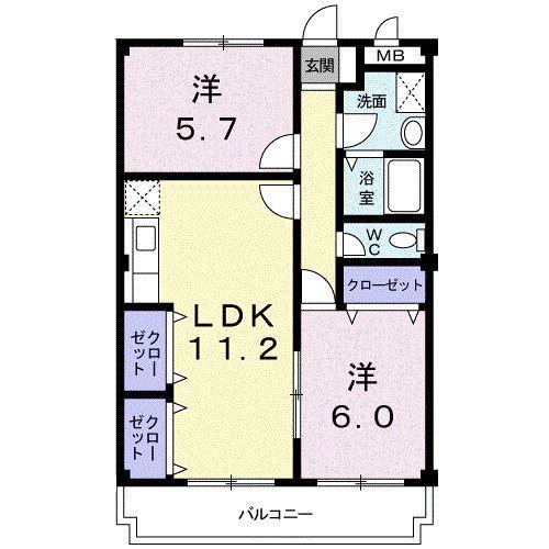 ファミーユII(2LDK/2階)の間取り写真