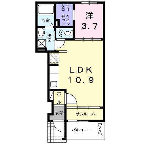 ミニョン アンジュ(1LDK/1階)の間取り写真