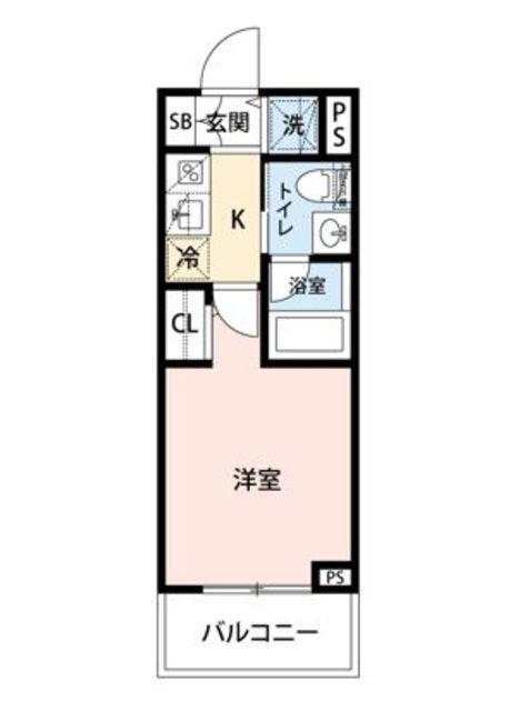 ライジングプレイス登戸(1K/2階)の間取り写真