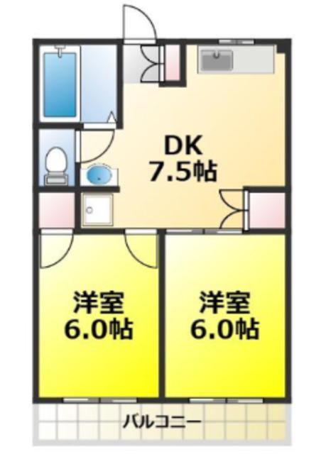 内堀マンションI(2DK/3階)の間取り写真