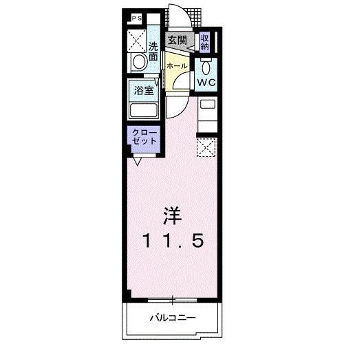 ユングフラウⅡ(ワンルーム/1階)の間取り写真