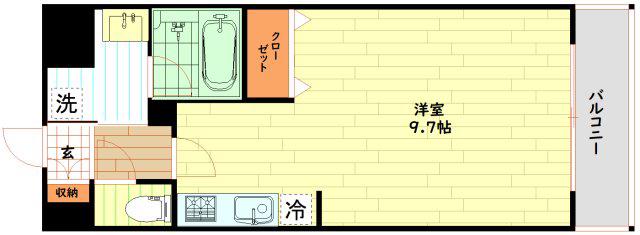 KDXレジデンス難波南(ワンルーム/13階)の間取り写真
