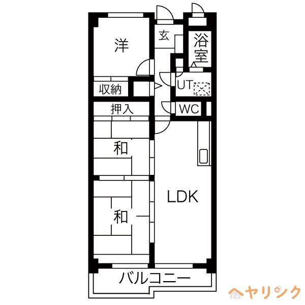 里水マンションB(3LDK/2階)の間取り写真