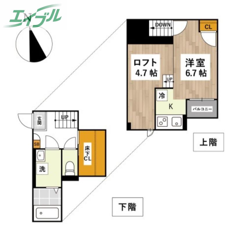 ADC大元ステラ(1K/1階)の間取り写真