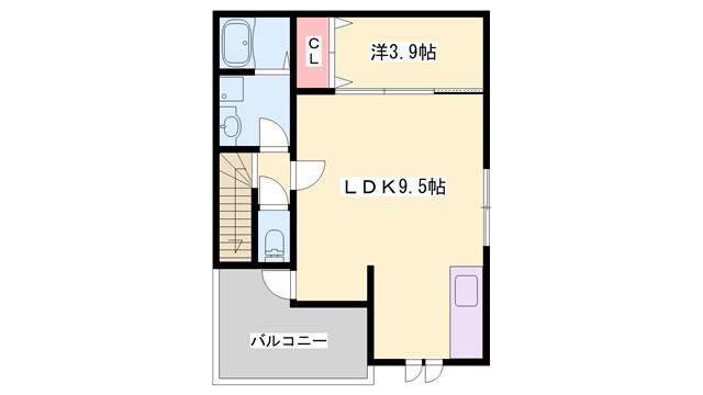 ラ・ミューズハリマI(1LDK/2階)の間取り写真