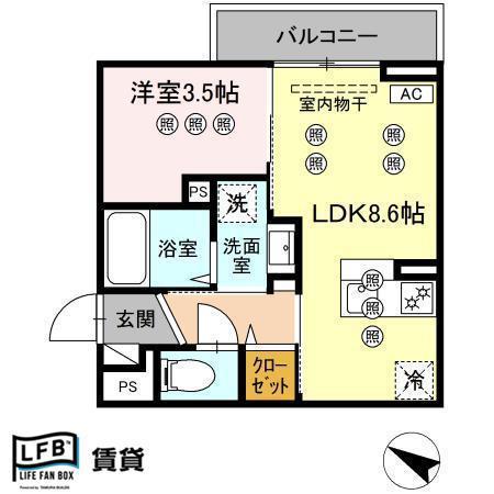 サンガーデン新山口 A(1LDK/1階)の間取り写真