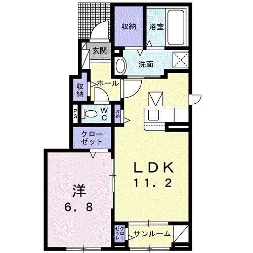 ブランノワール(1LDK/1階)の間取り写真