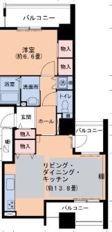 HAT神戸・脇の浜18号棟(1LDK/26階)の間取り写真