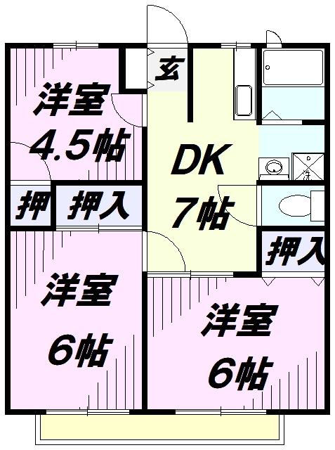 MKハイツ(3DK/2階)の間取り写真