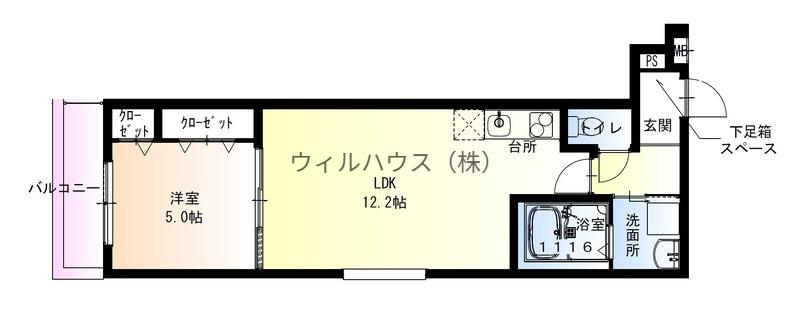 フジパレス堺鳳駅北Ⅰ番館(1LDK/3階)の間取り写真