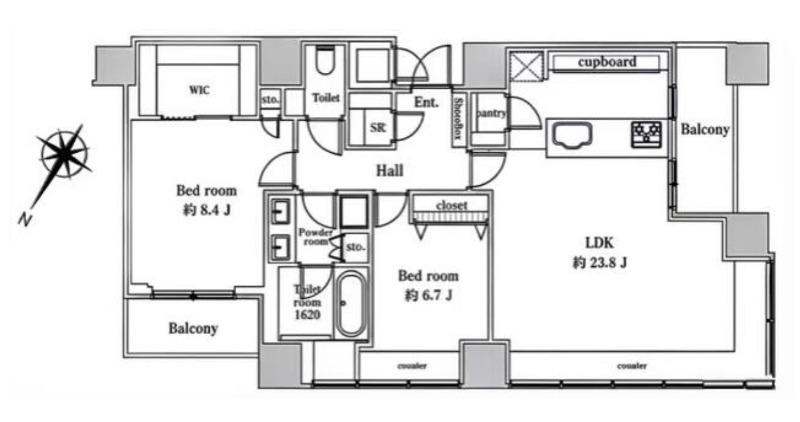 THE ROPPONGI TOKYO CLUB RESIDENCE(2LDK/25階)の間取り写真