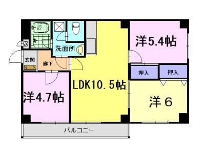 ピュア光マンション(3LDK/2階)の間取り写真