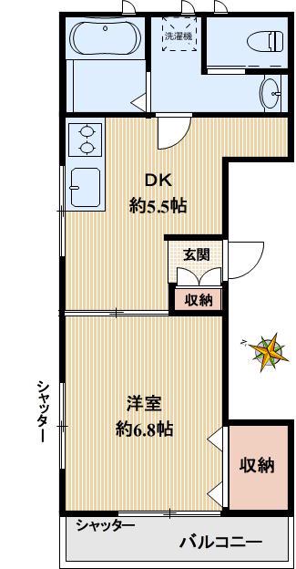 CASA理化(1DK/2階)の間取り写真