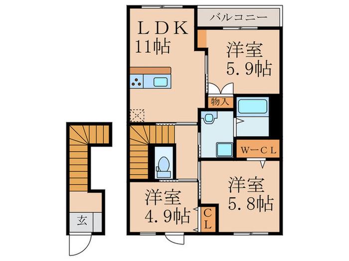 ルーチェ・エス(3LDK/2階)の間取り写真