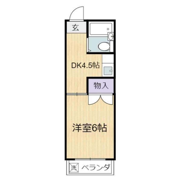 ドミール北浦(1DK/2階)の間取り写真
