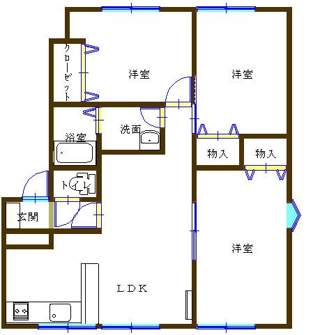 メイユールペアハイツB(3LDK/1階)の間取り写真