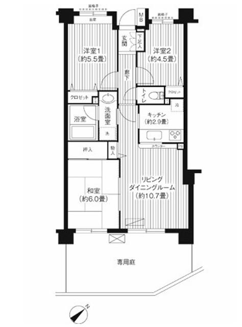 KS桜川(3LDK/1階)の間取り写真