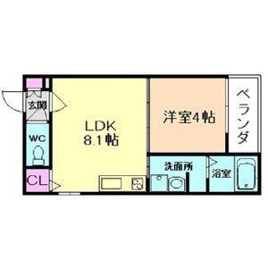グラッドハイツ(1LDK/1階)の間取り写真
