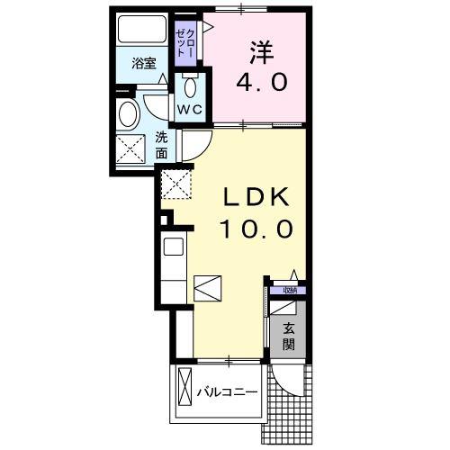グランソレイユYM(1LDK/1階)の間取り写真
