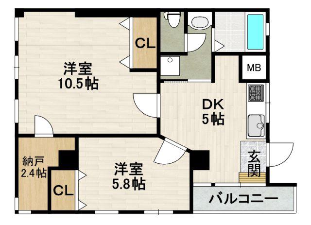 ユースクエアプラス雲雀丘花屋敷(2SDK/3階)の間取り写真