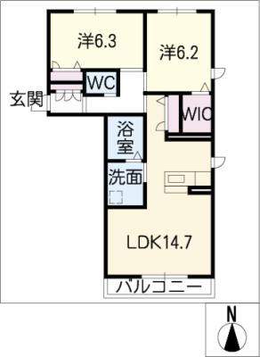 ボンヌール・T(2LDK/2階)の間取り写真