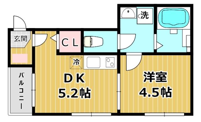 エスポワールミツヤ(1DK/2階)の間取り写真