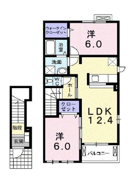 アニマーレ(2LDK/2階)の間取り写真
