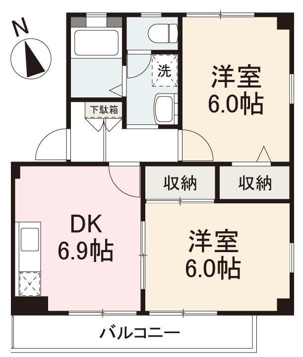 フォブール備前(2DK/3階)の間取り写真